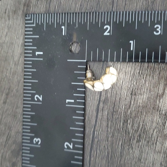 White Glazed Half Hoop Earrings E1015 - Picture 2 of 2